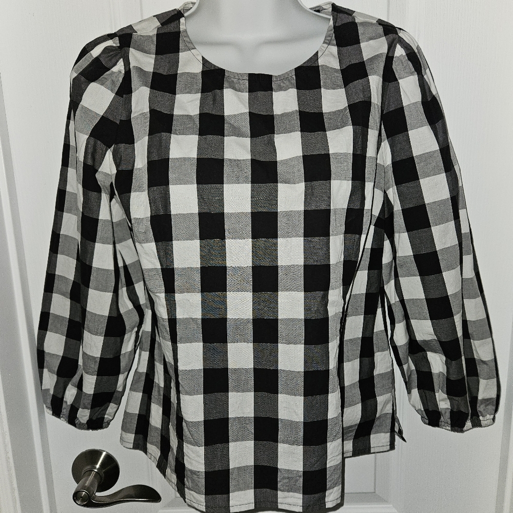 JCrew checkered blouse Size 4P